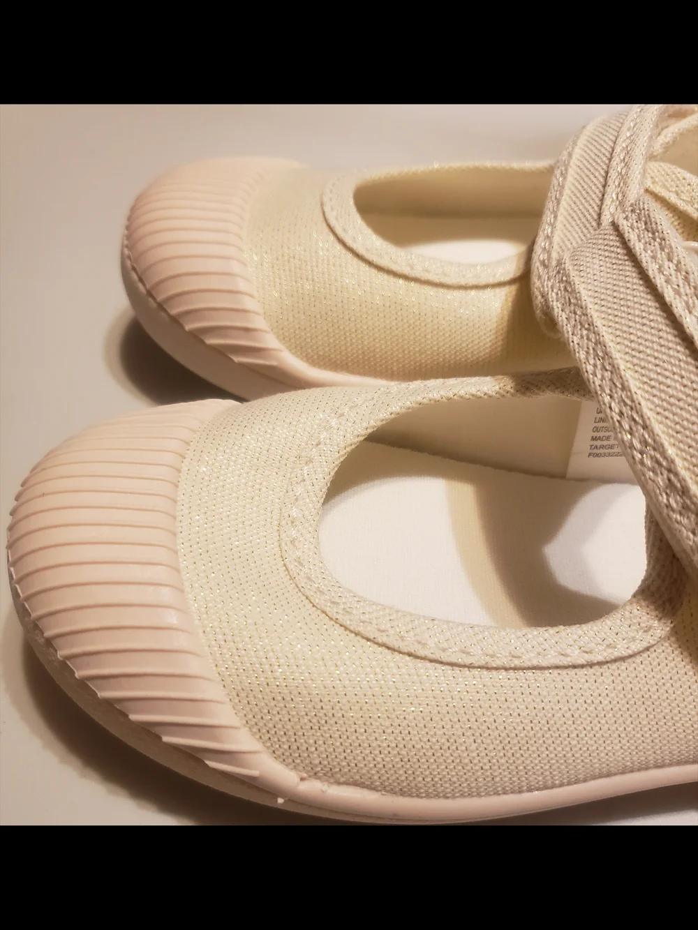 Cat & Jack Cream Canvas Mary Jane Shoes with Hook-and-Loop Strap